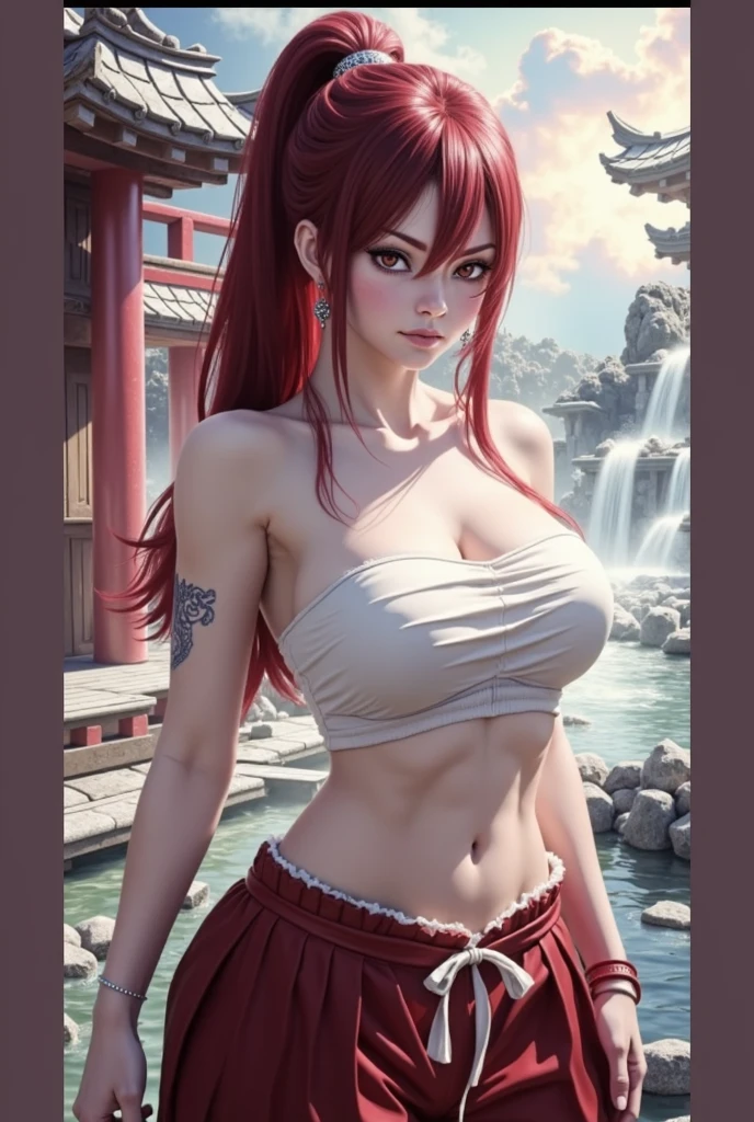 Here’s a detailed prompt to create an image of Erza Scarlet:
(Erza Scarlet:1.4), (Fairy Tail:1.4), (masterpiece:1.4, best quality), (photo realistic:1.4), fierce and determined expression, dynamic battle pose, wearing her iconic armor with intricate details, (armor glowing with magical energy:1.2), long, flowing scarlet hair, holding a massive sword with a beautifully decorated hilt, (sharp and intense gaze:1.2), (powerful aura surrounding her:1.2), (background of a battlefield with rubble and flames:1.2), (dramatic lighting with strong contrasts:1.2), vibrant colors, rich textures, highly detailed armor and weapon, (dynamic composition with movement and energy:1.2), (deep reds:1.2), (metallic silver:1.2), high-quality and detailed, (epic and powerful atmosphere:1.2), captivating and commanding presence, perfect image quality, iconic and recognizable, strong sense of action and intensity