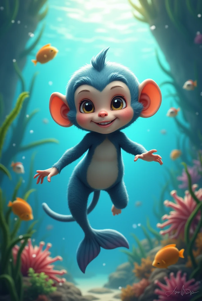 A monkey combined with a dolphin