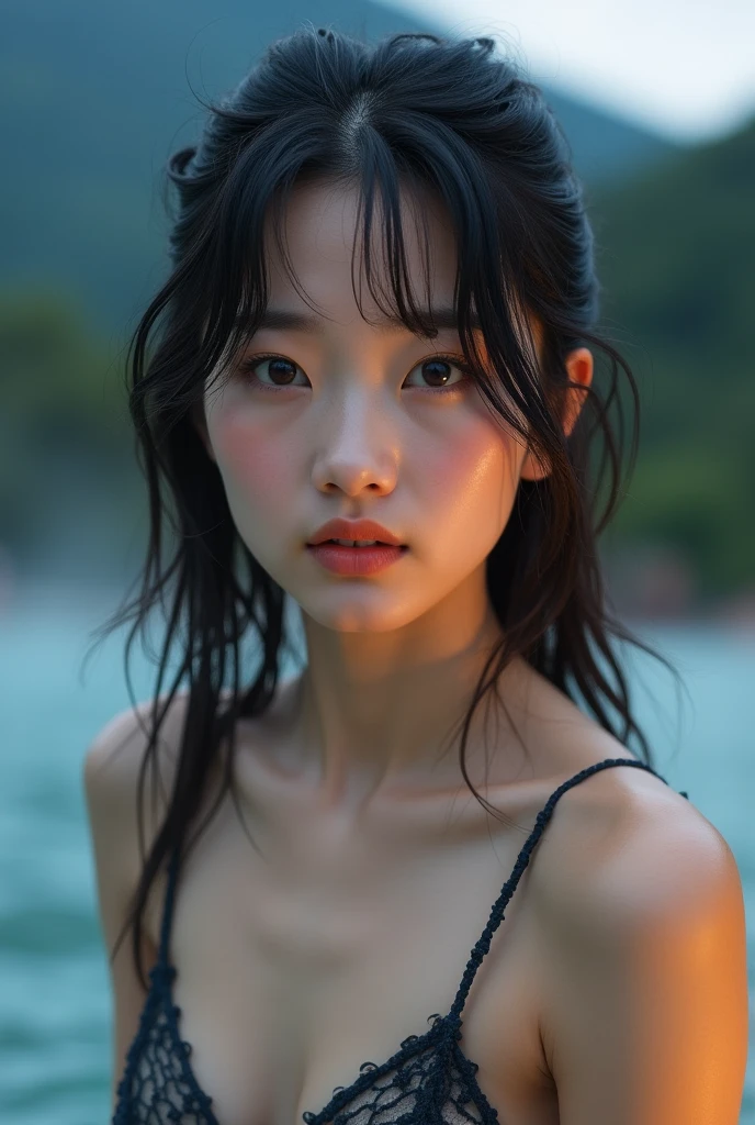 ((Hot springs overlooking the volcano:1.3)), (Tabletop:1.3), (8k, Realistic, RAW Photos, Highest quality: 1.4), Japanese, (1人の40 years oldの女性), Beautiful Face, (Realistic face), (Black Hair), Beautiful hairstyle, Realistic eyes, Beautiful attention to detail, (Realistic skin), Beautiful Skin, charm, 超High resolution, 超Realisticな, Very detailedな, Golden Ratio,. (3. gill:1.5), (Sony Alpha 1, 50.1 megapixel full-frame CMOS sensor, 8kビデオ録画機能), (Telescope Lens), (Realistic),(8k, 超High resolution, Highest quality, Tabletop:1.2),Very detailedな,Beautifully detailed face, Complete Anatomy,(Beautiful attention to detail:1.3),40 years old, Tabletop, Highest quality,Kiss Face,,Embarrassed expression, Small breasts,Flat Chest,Very delicate and beautiful,4⃣、Very detailed, Hmph, Unity, 8k wallpaper, wonderful, In detail, Very detailedな, High resolution, Very detailedな, Very detailedな目と顔,Wet, Flat Chest, (Hakone Hot Springs ,Kusatsu Onsen,Noboribetsu Onsen,Dogo Onsen,Beppu Onsen Village),night,