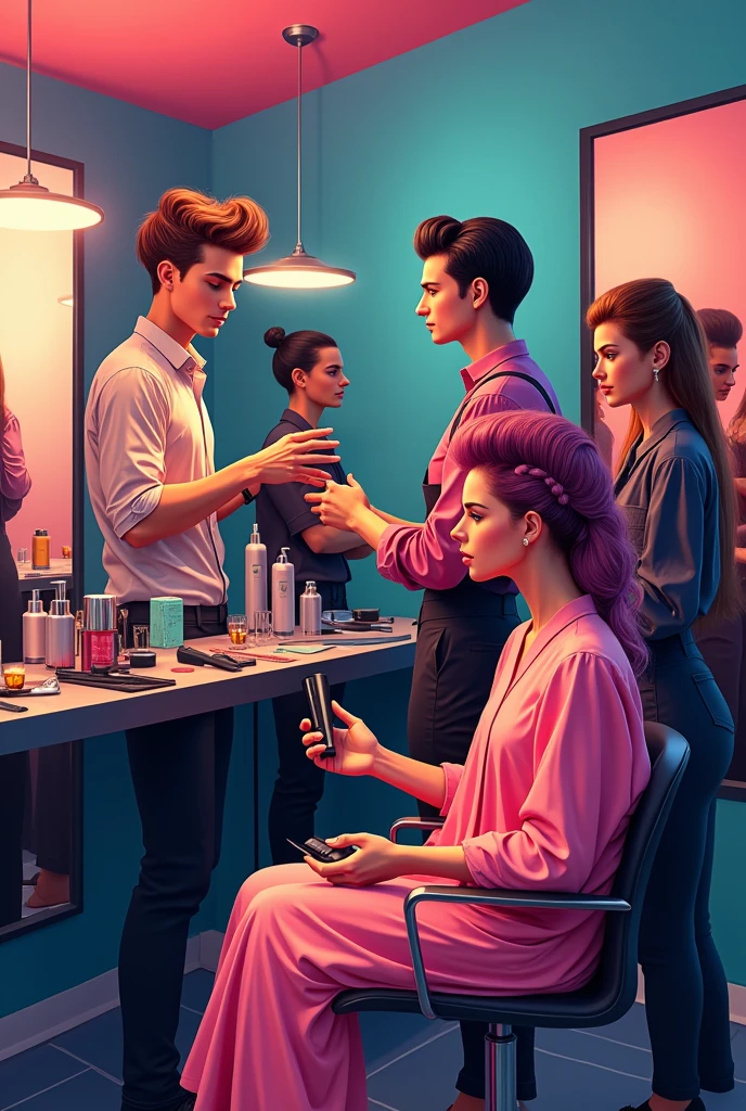 Could you create me an image about stylist business?, Women and men with striking and novel names