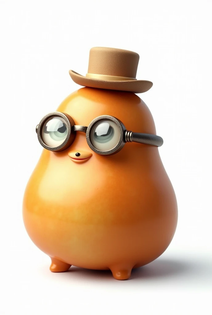 Coxinha with monocle and hat on a white background 