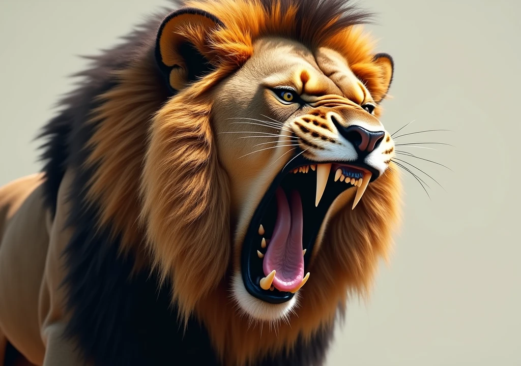 has a lion opening its mouth very angry real high quality 4k ultra quality