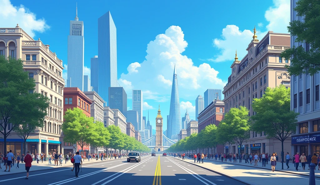City of London by day; blue sky
