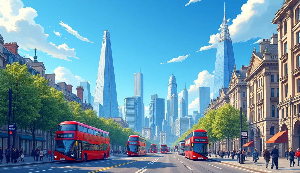 City of London by day; blue sky
