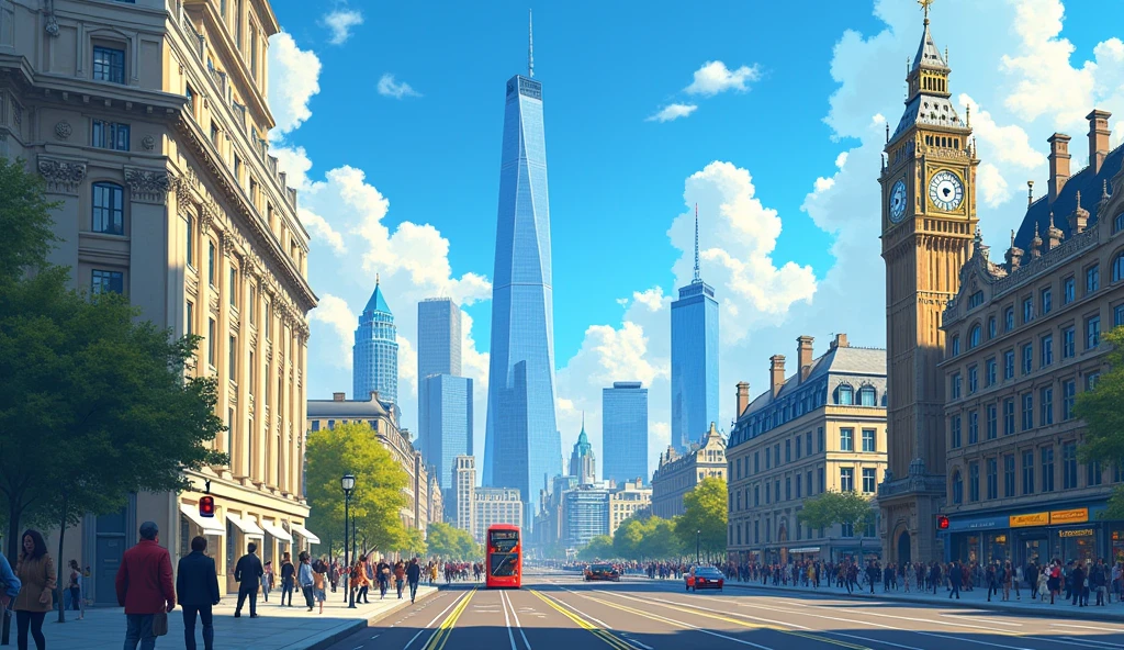 City of London by day; blue sky