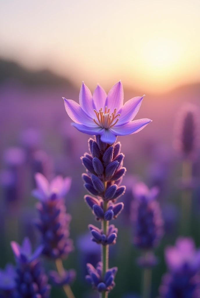 Lavender flower in a field, representing the beauty and purity of the product