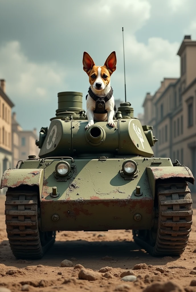 Jack Russell in Russian tank