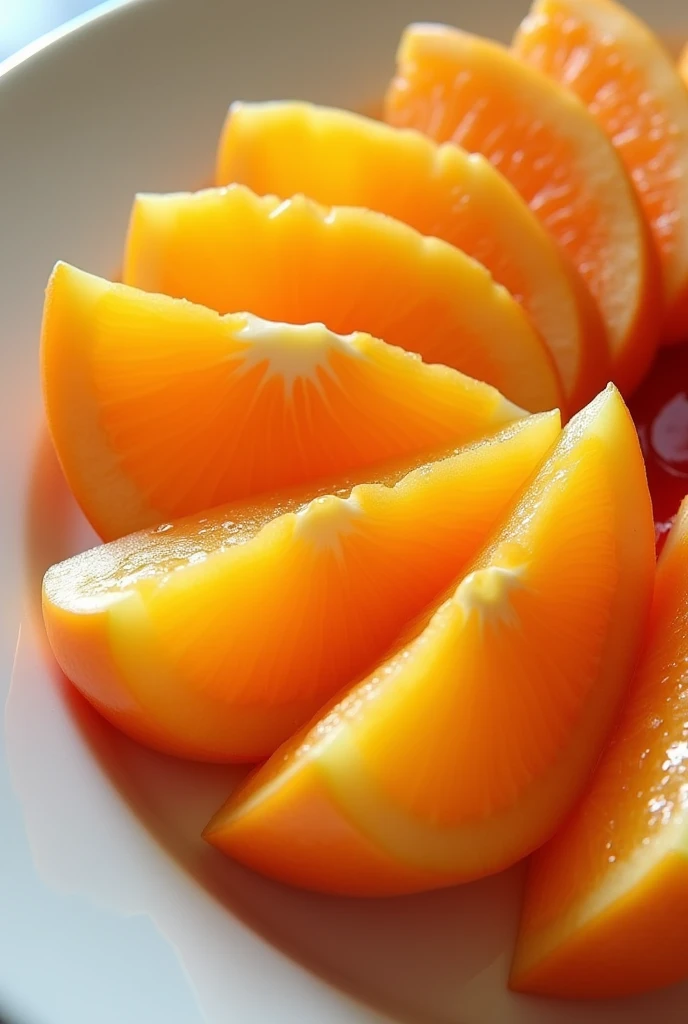 (masterpiece), Highest quality, Highest quality, Cut fruit into half-moon slice dish、