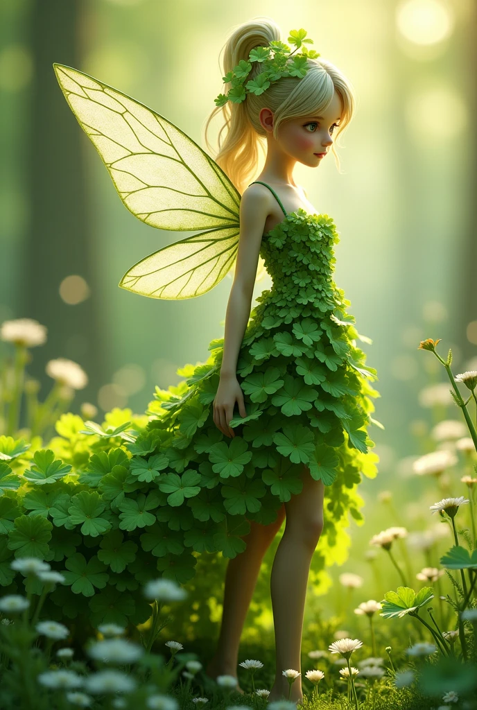Fairy dressed in clover leaves