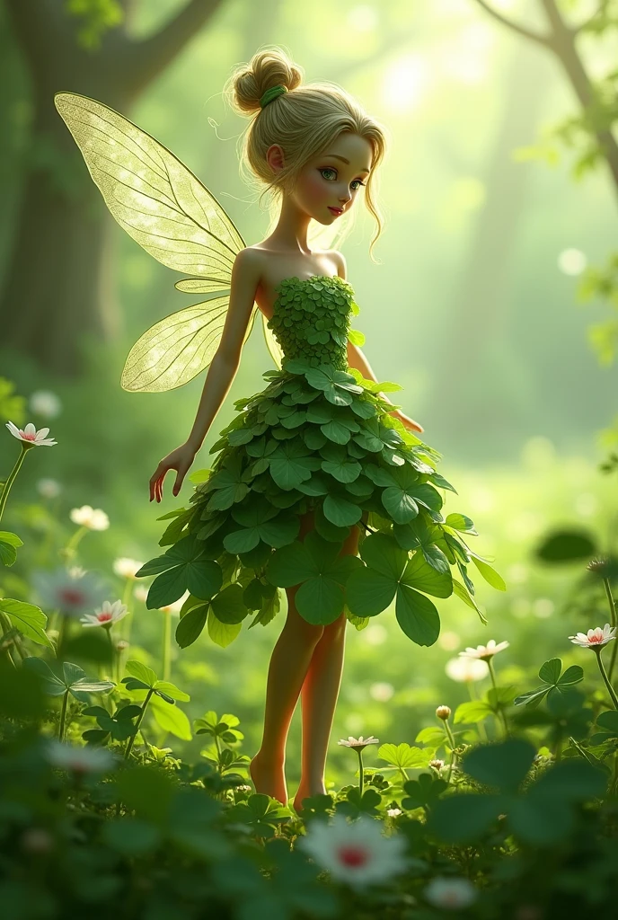 Fairy dressed in clover leaves