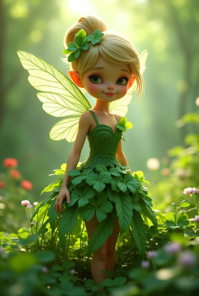 Fairy dressed in clover leaves