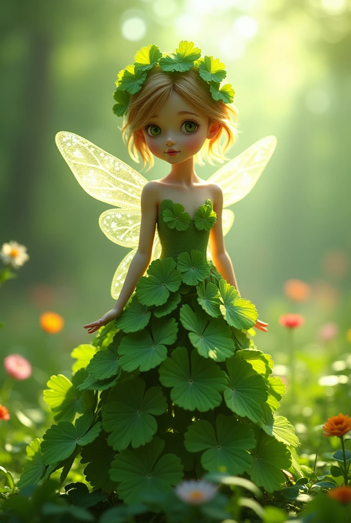 Fairy dressed in clover leaves