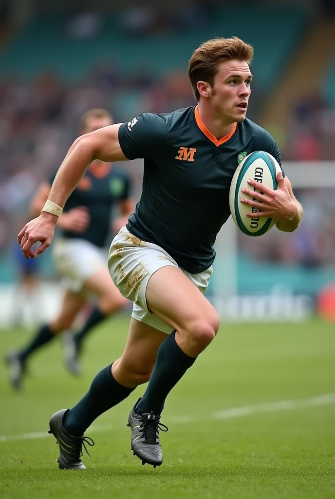 
Jeune homme cheveut brun court dégradée bas de morphologie triangles inversé qui fait du rugby