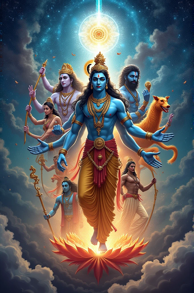 10 avtaar of Vishnu in 1 image