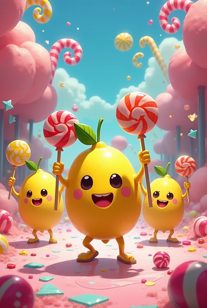 Lemon-shaped warriors with anime-style candy weapons