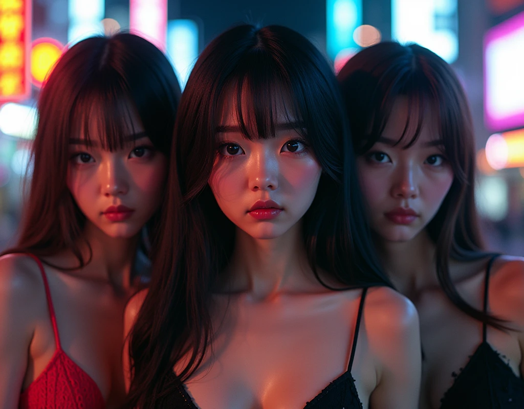 Highest quality, masterpiece, Ultra-high resolution, (Realistic:1.4), RAW Photos, Very detailed, Perfect Anatomy,
In the middle of the night, On the streets of Shibuya, Tokyo,
3 people, Group photo, 最も有名な日本のアイドルグループのメンバーeveryone, everyone,
(((everyoneコカインでトリップしてる, get high on cocaine, Totally drunk))), everyone has an innocent smile,
Very cute face with attention to detail, Very large, solid, black eyes with great detail, With very beautiful hair、Perfect in every detail, With a very beautiful body、Perfect in every detail