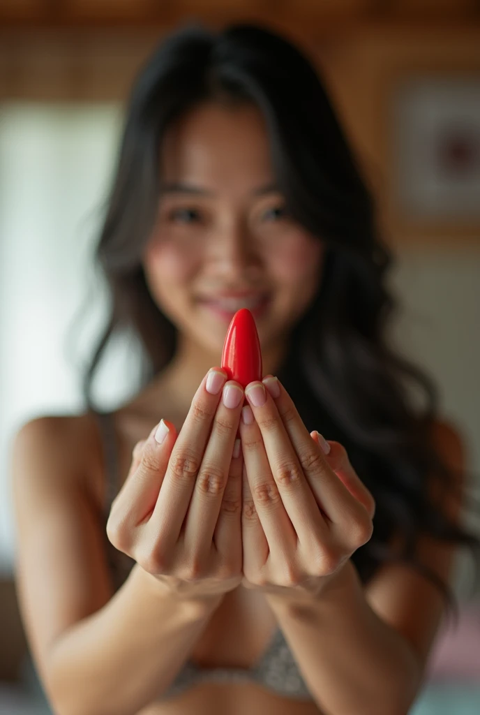 Make a Japanese woman with a penis in front of you,She wants to grab that penis