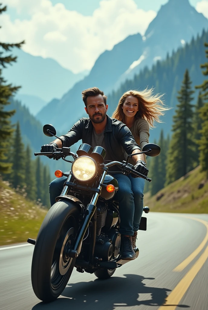 Motorbike ride man and women