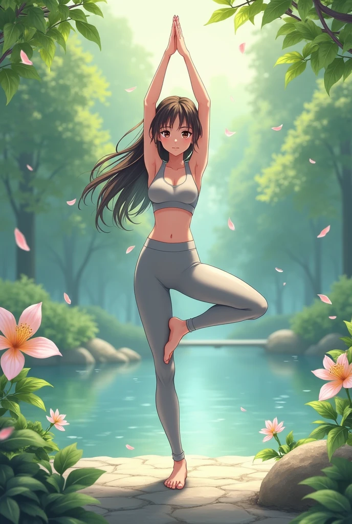 anime girl doing yoga