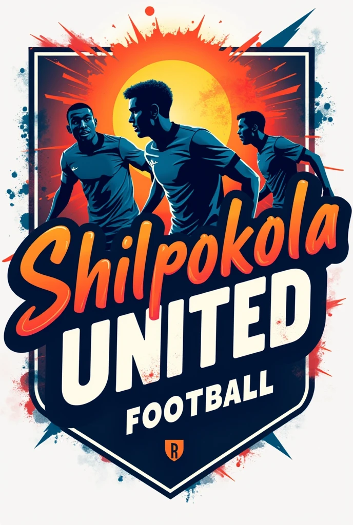 Create a football club logo with the name "shilpokola united football TM"