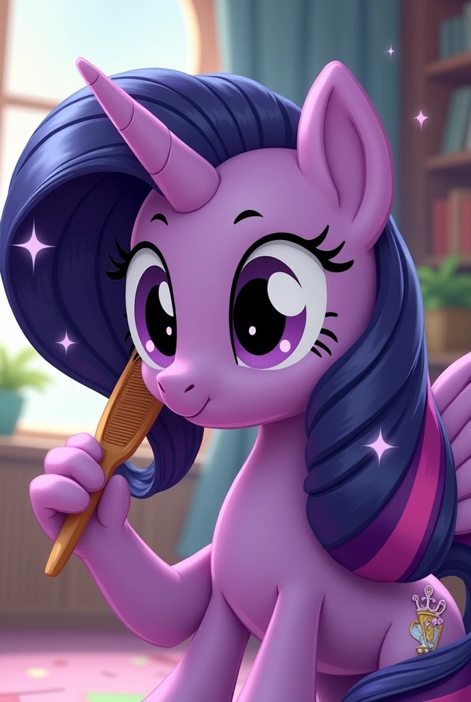 Twilight Sparkle GIF:*Brushing Hair ManeTail*