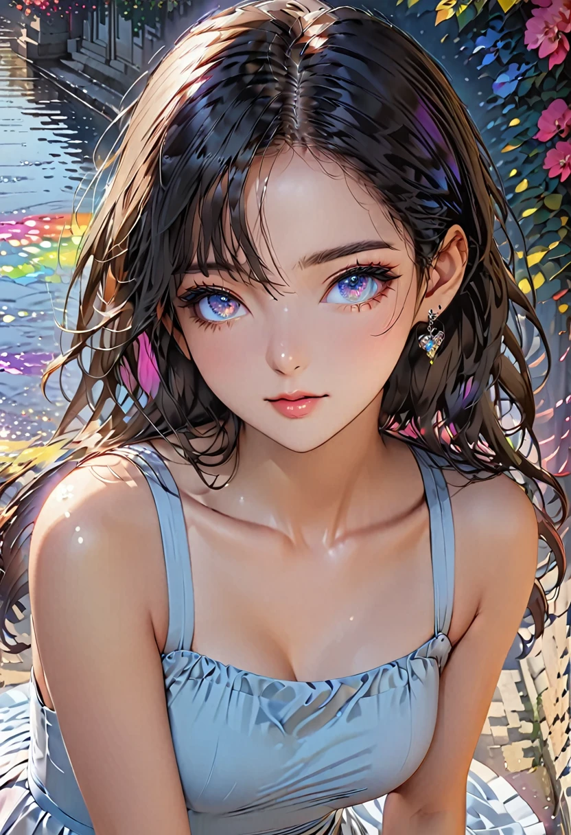 Heart-shaped pupils,(software), (masterpiece:1.2), Highest quality, masterpiece, High resolution, original, Very detailed壁紙, (Very detailed), (Best illustrations), (Best Shadow), (Kobeni), Big Breasts, Firm breasts, One person, View your viewers, (Rainbow-colored, detailed eyes), BREAK
//Fashions
Flared Simple One-Piece Dress
This elegant yet understated dress embodies a minimalist charm with a focus on clean lines and effortless style, The one-piece design features a simple, sleeveless bodice with a subtle scoop neckline, Made from a soft, flowy fabric, the dress has a relaxed fit that drapes gracefully over the body,
BREAK
The gathered details at the waist create a flattering, defined shape, while the flared skirt adds a touch of classic sophistication, This versatile dress can be dressed up with statement jewelry and heels for a formal event or dressed down with sandals for a casual day out,
BREAK