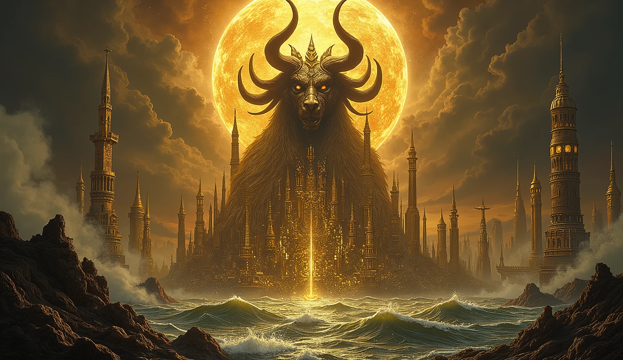 This shining city built of gold, a far cry from innocence
There's more than meets the eye 'round here, look to the waters of the deep
A city of evil
There sat a seven-headed beast, ten horns raised from his head
Symbolic woman sits on his throne, but hatred strips her and leaves her naked
The beast and the harlot (oh)
She's a dwelling place for demons
She's a cage for every unclean spirit, every filthy bird
And makes us drink the poisoned wine to fornicating with our kings
Fallen now is Babylon the Great
The city dressed in jewels and gold, fine linen, myrrh, and pearls
Her plagues will come all at once as her mourners watch her burn
Destroyed in an hour
Merchants and captains of the world, sailors, navigators too
Will weep and mourn this loss with her sins piled to the sky
The beast and the harlot (oh)
She's a dwelling place for demons
She's a cage for every unclean spirit, every filthy bird
And makes us drink the poisoned wine to fornicating with our kings
Fallen now is Babylon the Great
The day has come for all us sinners
If you're not a servant, you'll be struck to the ground
Flee the burning, greedy city
Looking back on her to see there's nothing around
I don't believe in fairy tales and no one wants to go to hell
You've made the wrong decision, and it's easy to see
Now if you wanna serve above or be a king below with us
You're welcome to the city where your future is set forever
She's a dwelling place for demons
She's a cage for every unclean spirit, every filthy bird
And makes us drink the poisoned wine to fornicating with our kings
Fallen now is Babylon the Great
She's a dwelling place for demons
She's a cage for every unclean spirit, every filthy bird
And makes us drink the poisoned wine to fornicating with our kings
Fallen now is Babylon the Great