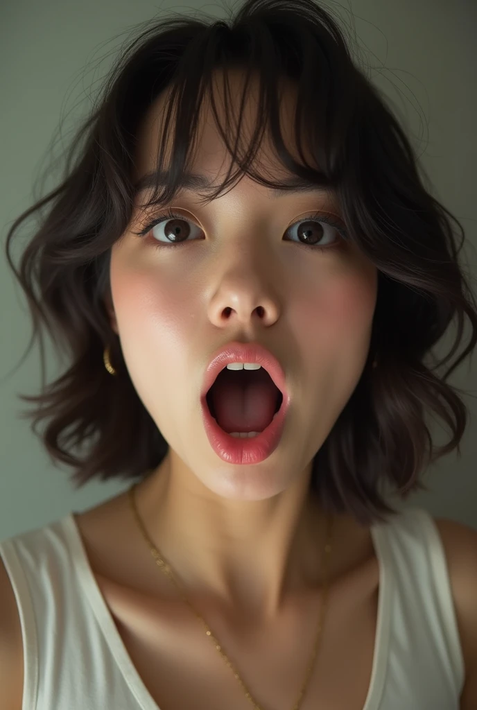 Make a Japanese woman with a penis in front of you,She wants to grab that penis,she grabs that huge penis,ela coloca a boca nesse penis enorme