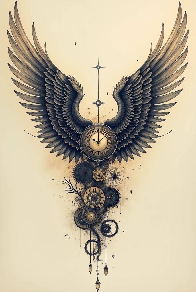 Wings tatoo with time