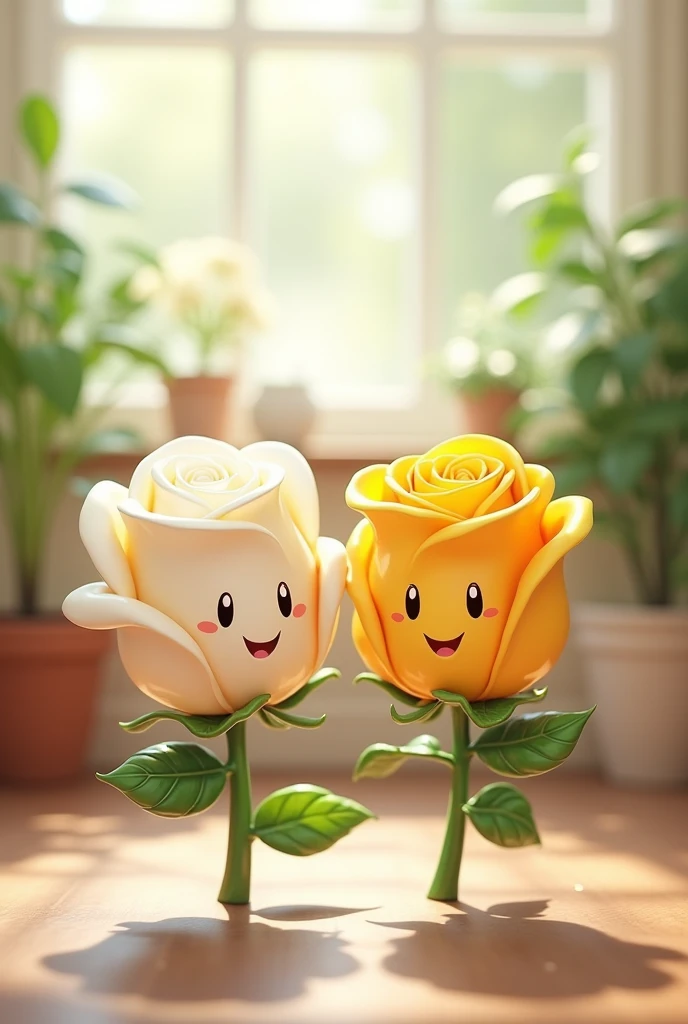 15M

12M

Description

Prompt

Create an image of two adorable, cartoonishrose characters, one white and  one yellow both with cheerful smiles and tiny arms and legs. They have glossy, semi-transparent surfaces with tiny water droplets, and each has a small leaf on top. The background features a bright and airy indoor setting with green plants and soft natural light, creating a cozy atmosphere. The scene conveys a sense of happiness and friendship, with a gentle bokeh effect in the background.

#