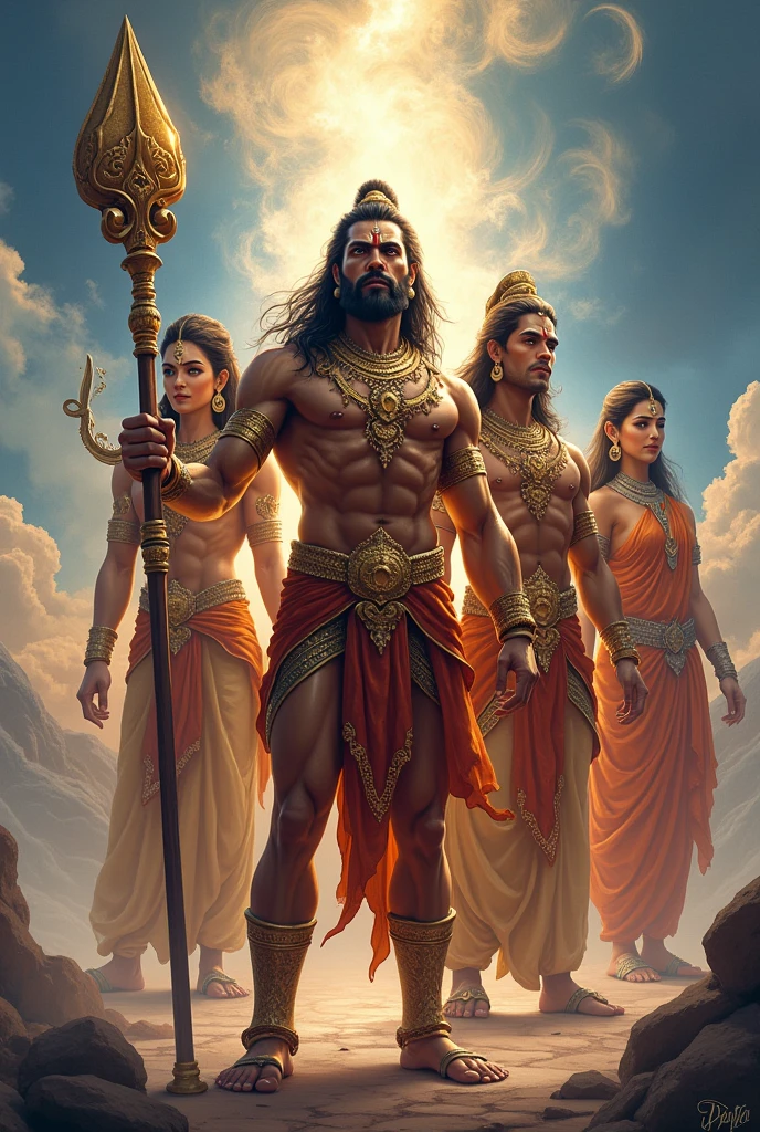 I want god hanuman with gadha with god ram, sita and Lakshman 
