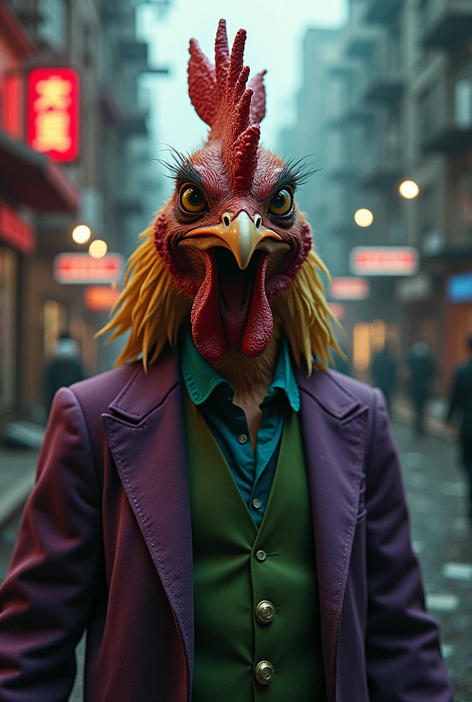 create a photo where joker is a chicken 