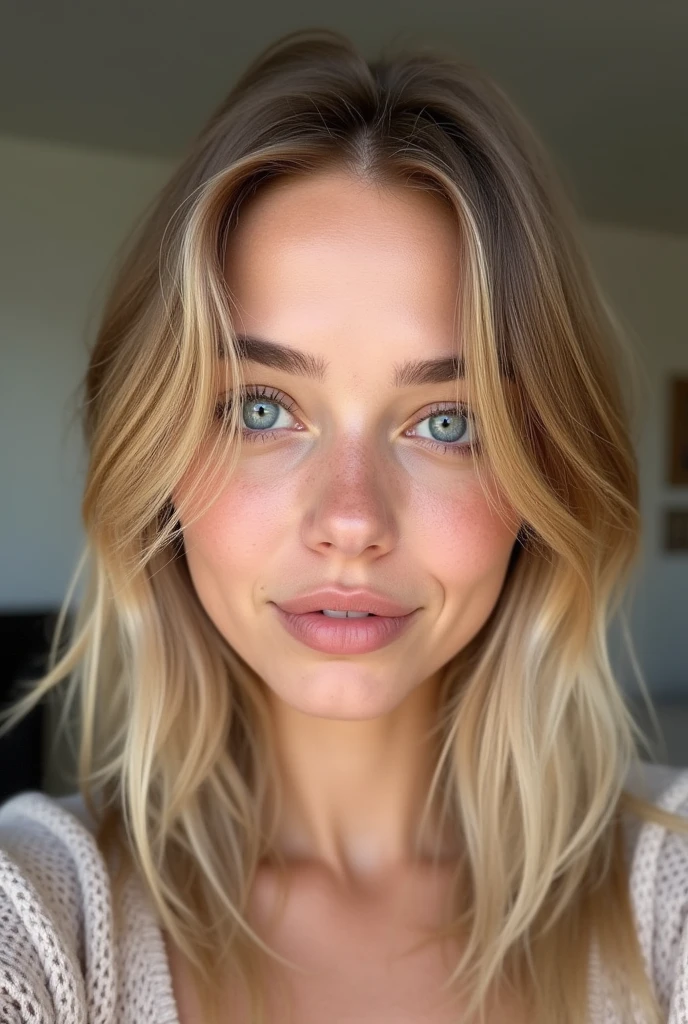 modele instagram très réaliste de 18 ans blonde italienne au yeux bleu environ 1m60 je veux une photo en selfie très réaliste je ne veux pas de flou derrière elle je veux que ce soit une photo naturel et réaliste