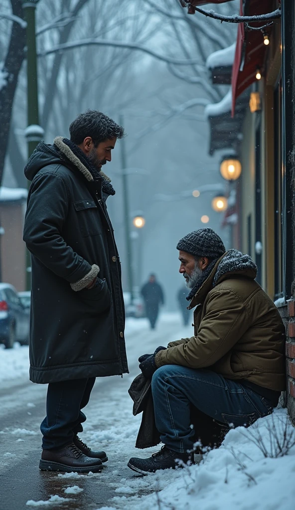 A cold afternoon, He saw a homeless man shivering from the cold on the street. Without thinking about it, Andrés gave him his other coat.