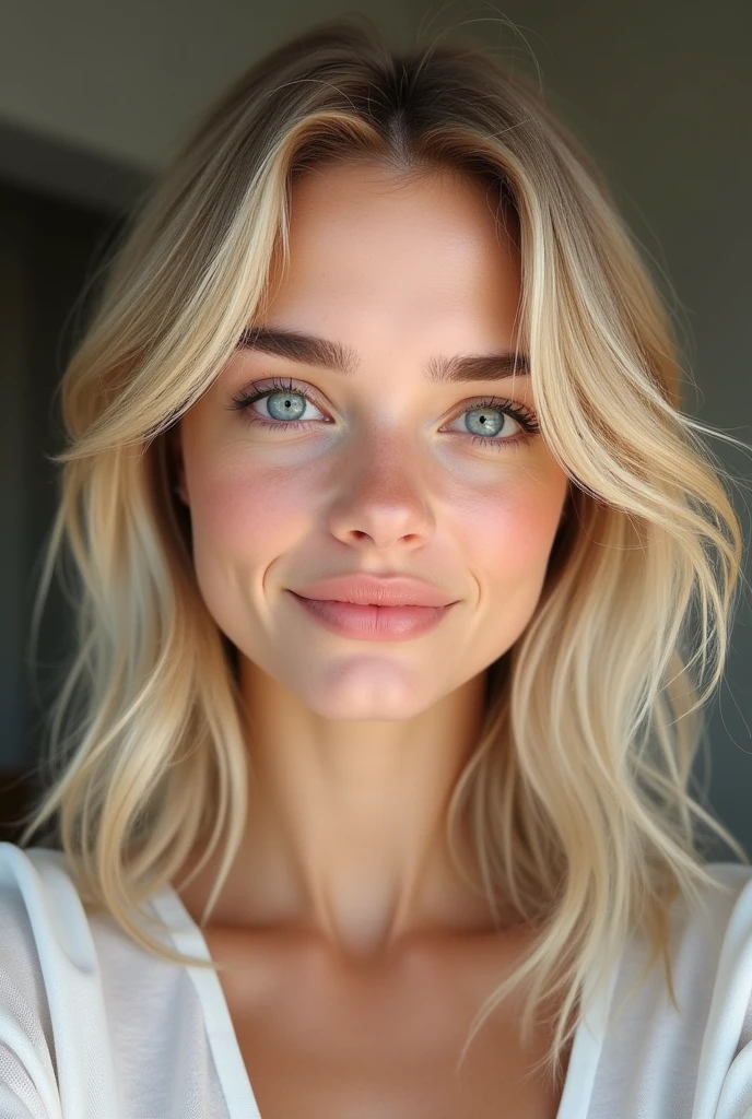 modele instagram très réaliste de 18 ans blonde italienne au yeux bleu environ 1m60 je veux une photo en selfie très réaliste je ne veux pas de flou derrière elle je veux que ce soit une photo naturel et réaliste