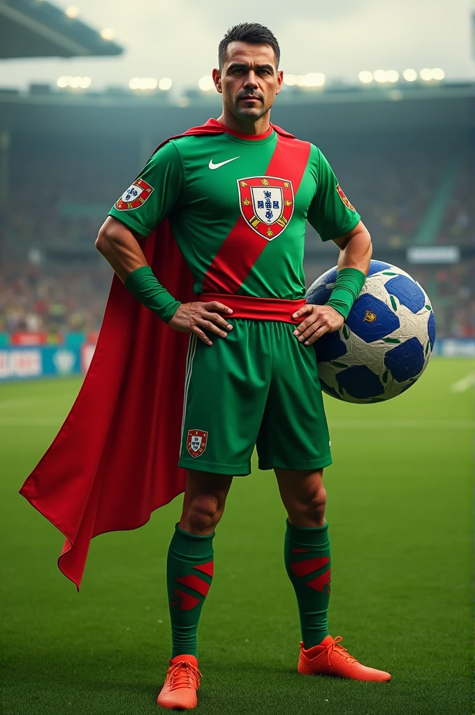 Palmeiras coach Abel Ferreira dressed as the character from The Boys Captain Pátria with the Portugal version costume