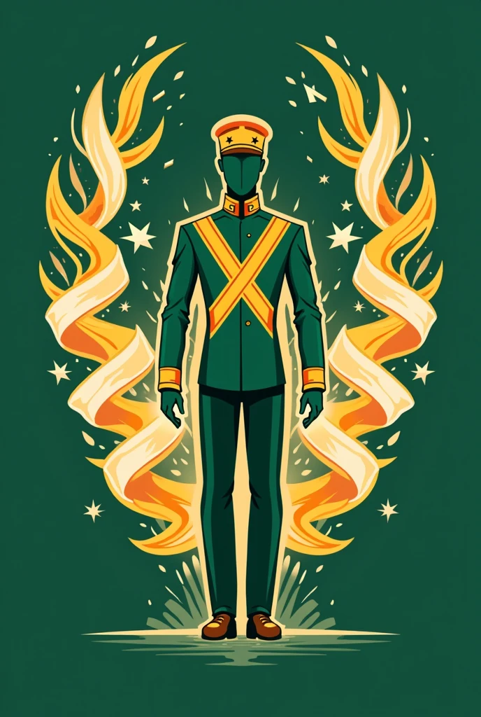 Coat of arms for marching band in green colors, amarelo e branco