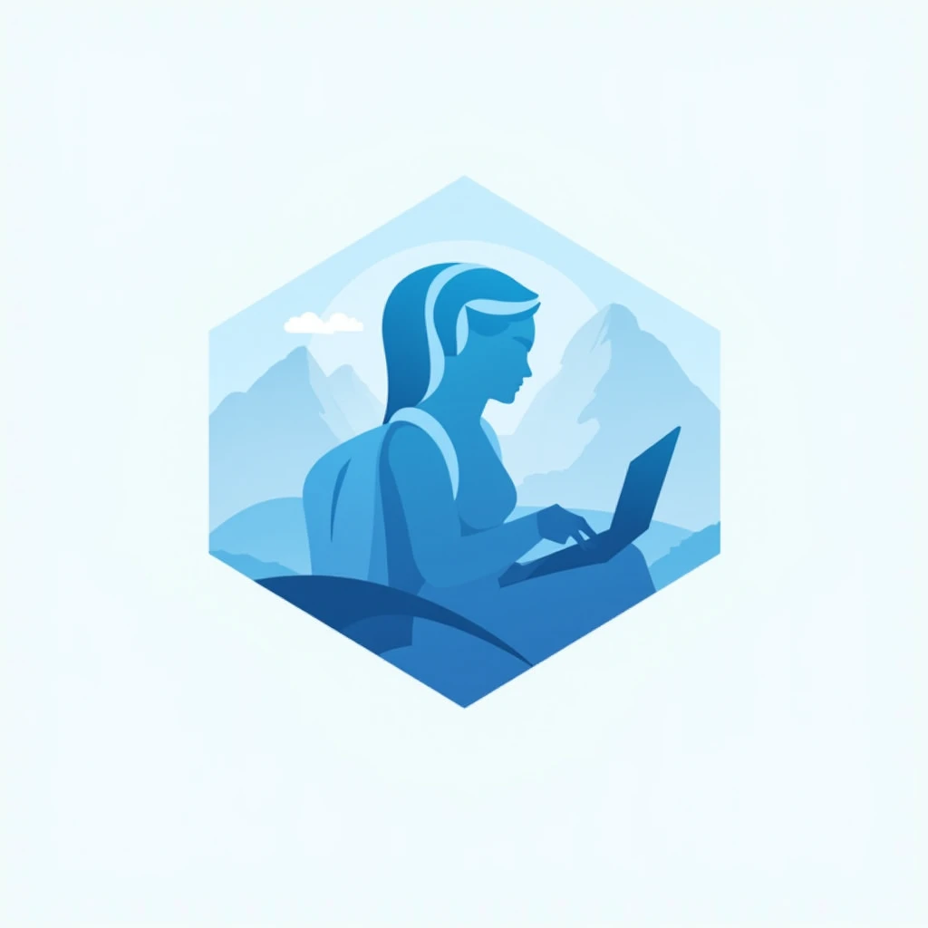 Create a logo for a account about digital nomad, blue style,
