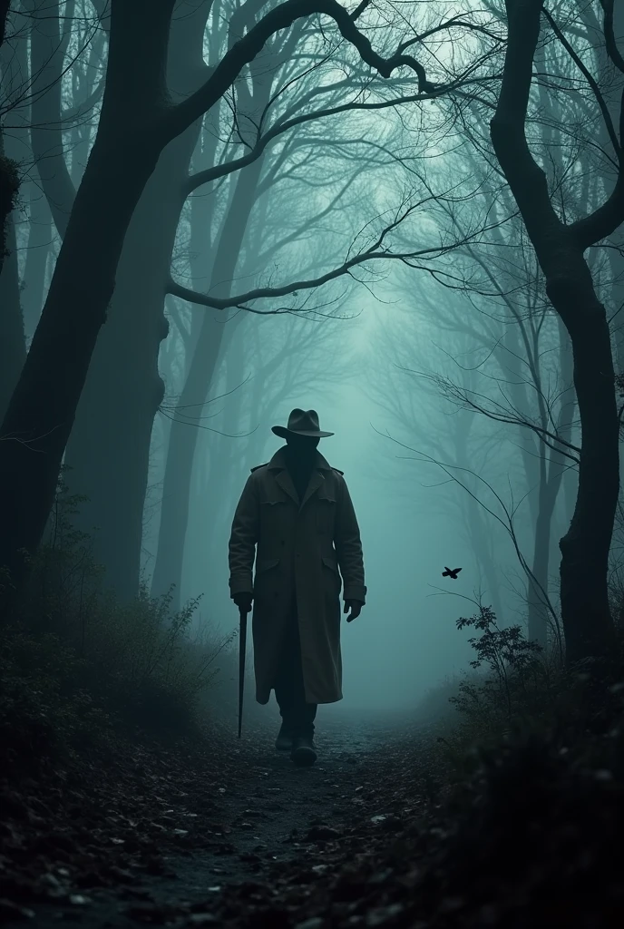 Investigator entering dark forest