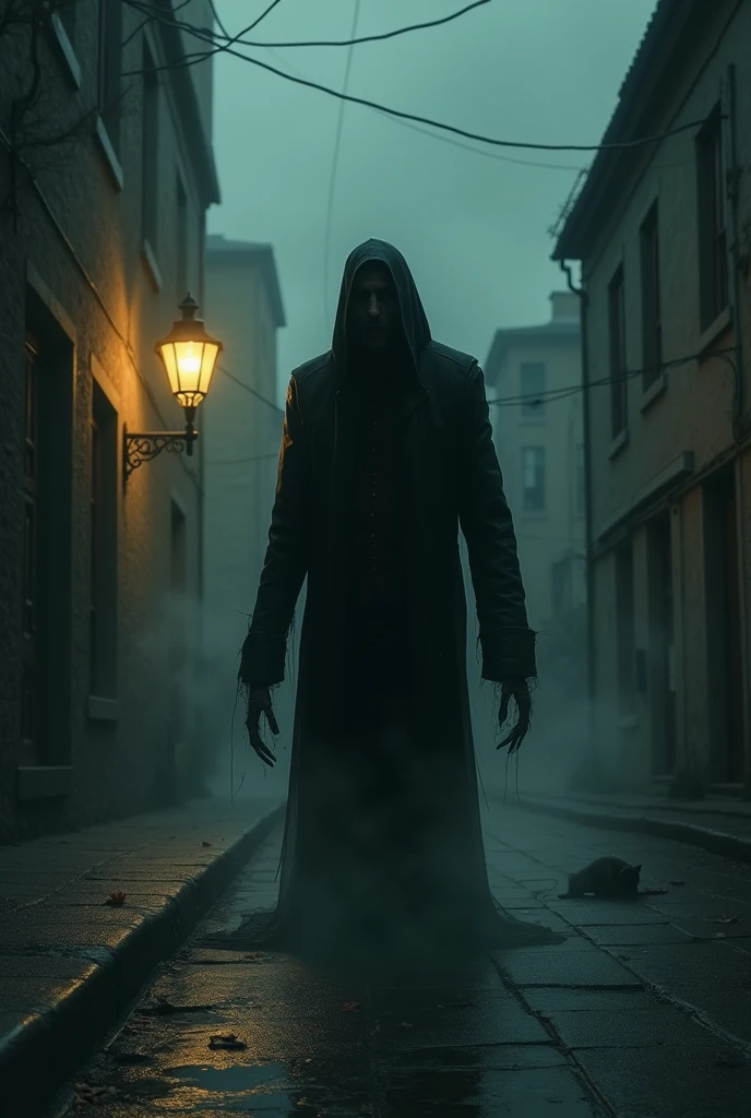 Creepy image of a man on a dark and spooky street