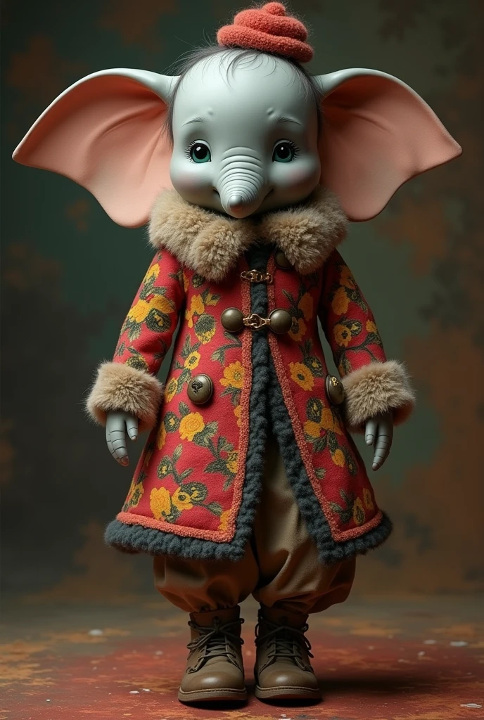 Men's autumn-winter collection garment inspired by Disney's Dumbo movie, Circuses and animal abuse.