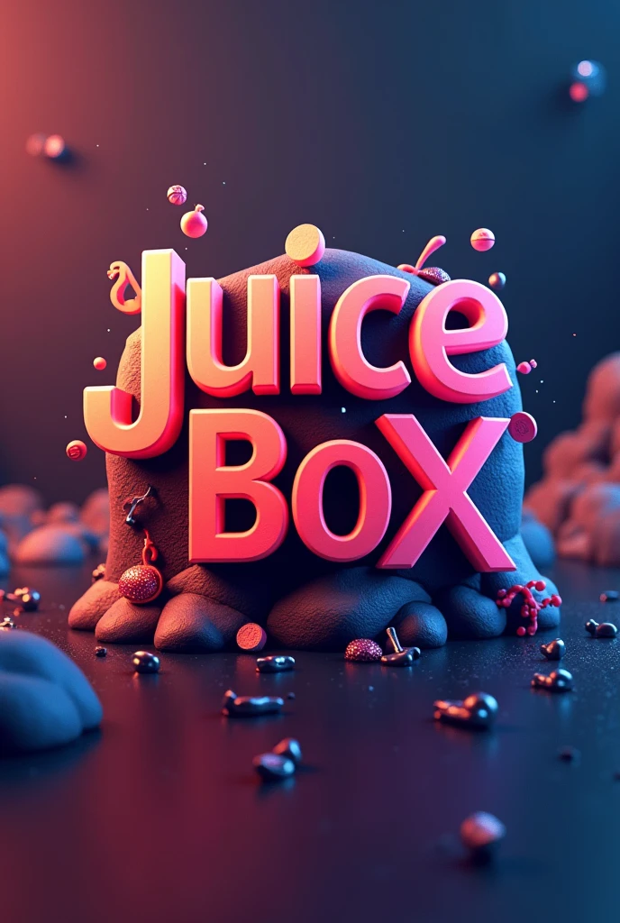 Create a 3D music logo that has the name juice box.mp4 that relates to music not a juice 