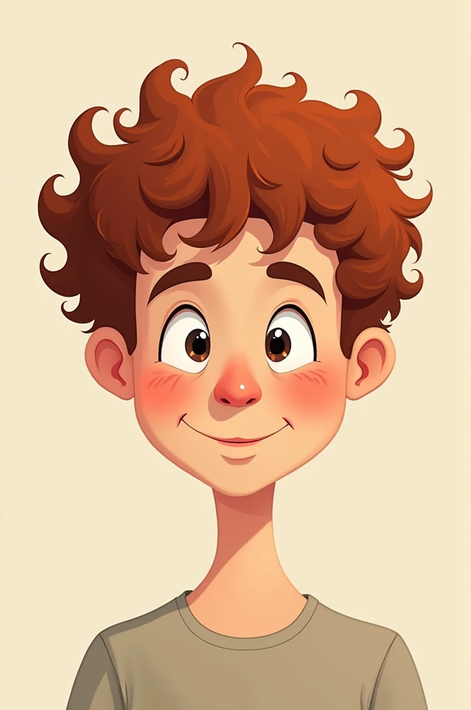 A neutral with curly reddish brown hair,Presented as cartoon pictures
