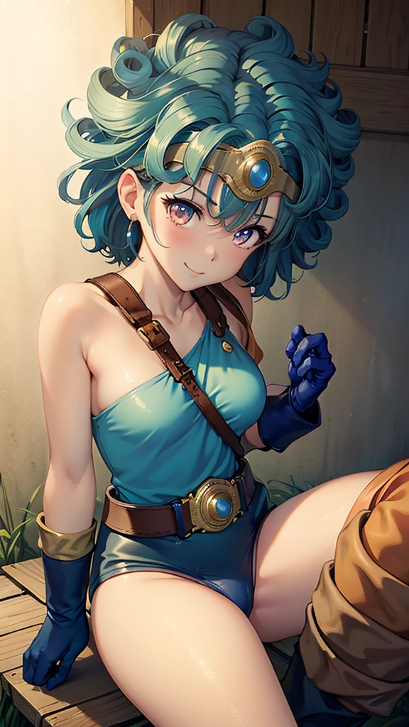 masterpiece、1 beautiful girl、Beautiful Eyes、smile、Puffy eyes、Highest quality, 超High resolution, (reality: 1.4), Cinema Lighting、Japanese、Asian Beauty、Korean、so beautiful、Beautiful Skin、Body facing forward,(超reality的な)、(High resolution)、(8k)、(Very detailed)、(美しくBeautiful Eyes)、(Very detailedな)、 (wall-)、Detailed face、Bright lighting、Professional Lighting、Looking at the audience、Look straight ahead、Diagonal bangs、Bright light Blue Hair、Nogizaka Idol、20-year-old､masterpiece, Highest quality, Very detailedな, shape, Sage_(dq3),Long Hair, Blue Hair, Circlet, Red eyes,Small breasts, Yellow gloves, White Dress, belt, Cape, boots,Draw the whole body clearly、Draw the eyes clearly