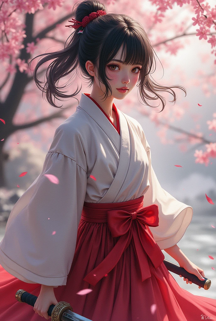 French national hakama、Holding a sword、After the battle、Very sensitive skin、A few freckles、SakuraFubuki、Rin々Shii