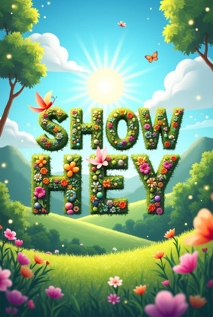 Create a background image with the word Showhey as the core