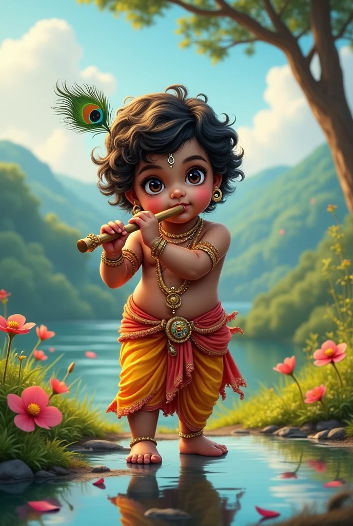 Littile krishna with flute
