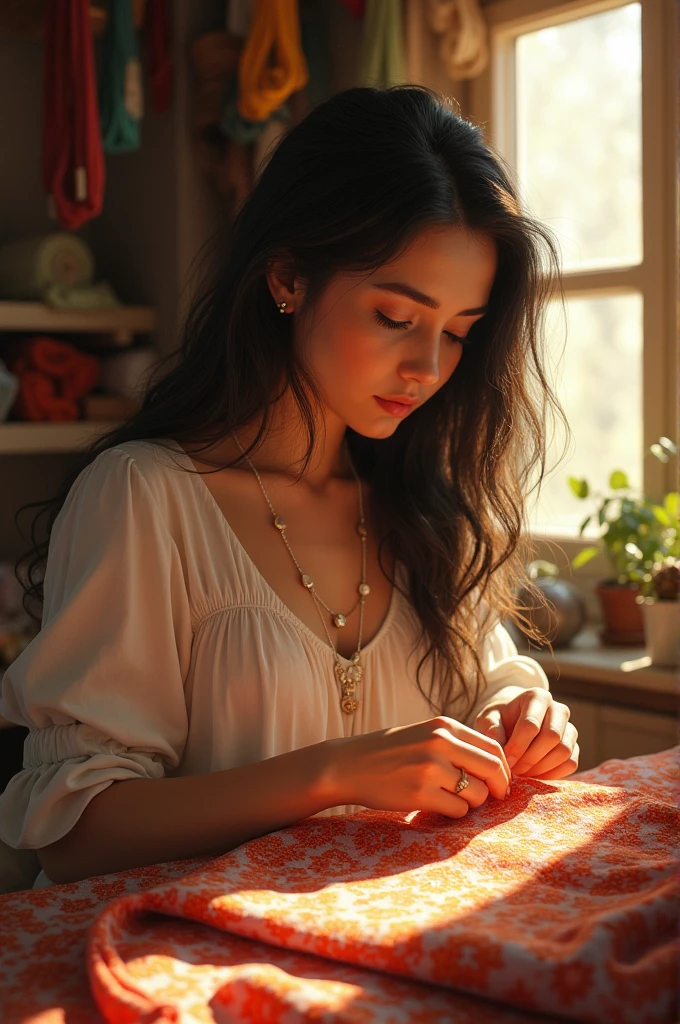 Spanish girl making a skirt