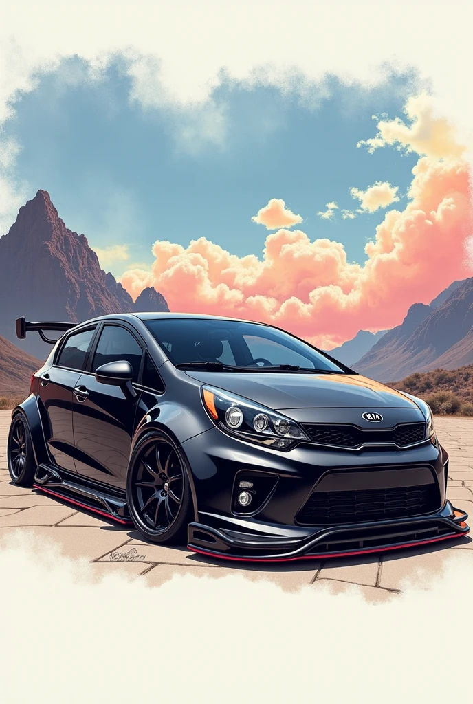 Car Kia Rio 2015 1,4 Dark Tuning Chile Drawing 