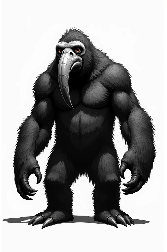 on a white background, in black and white colors create an art of the giant sloth animal that is now extinct